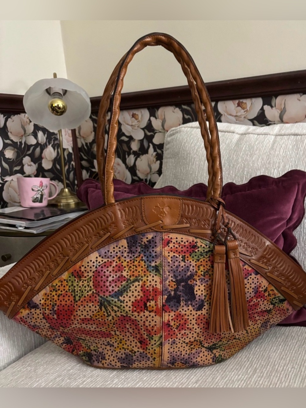 Patricia Nash Trope Dome Tote Rainforest Perforated Leather